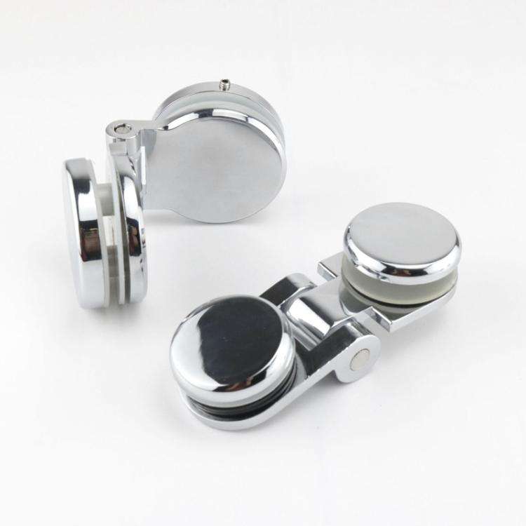 Frameless Glass Door Hinge Display Wine Cabinet 180 Degree Window Door Round Hinge, Spec: Bilater...