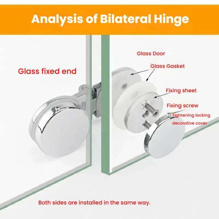 Frameless Glass Door Hinge Display Wine Cabinet 180 Degree Window Door Round Hinge, Spec: Bilater...