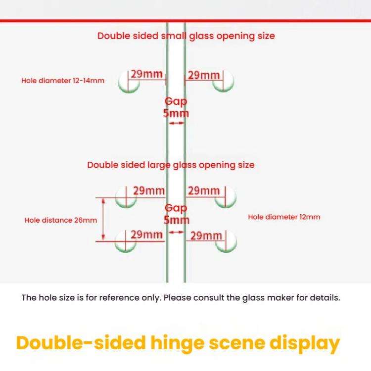 Frameless Glass Door Hinge Display Wine Cabinet 180 Degree Window Door Round Hinge, Spec: Bilater...