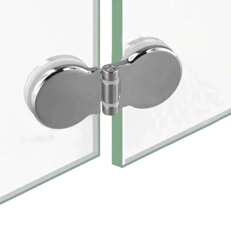 Frameless Glass Door Hinge Display Wine Cabinet 180 Degree Window Door Round Hinge, Spec: Bilater...