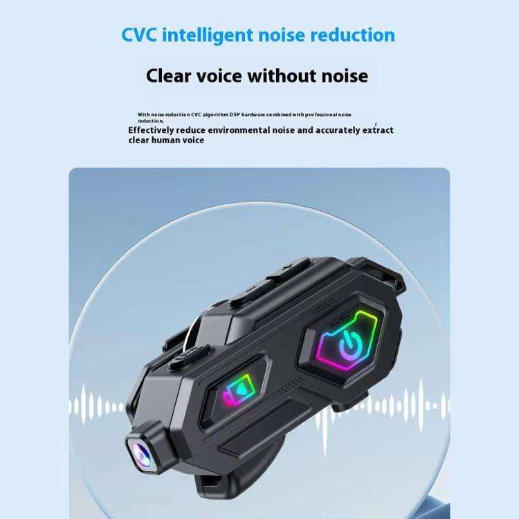 C8Max Motorcycle Intercom Video Helmet Bluetooth Headset HD Video Recorder, Spec: Soft and Hard Mics