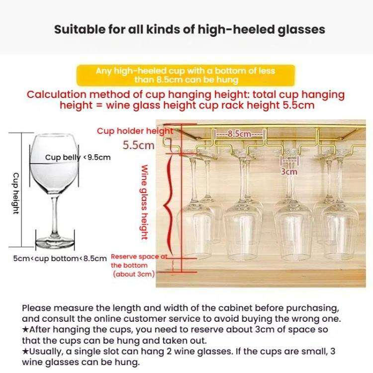 Upside Down Hanging Wine Cup Holder Cabinet Goblet Bracket Hanging Wine Glass Holder, Size: 3 Slo...