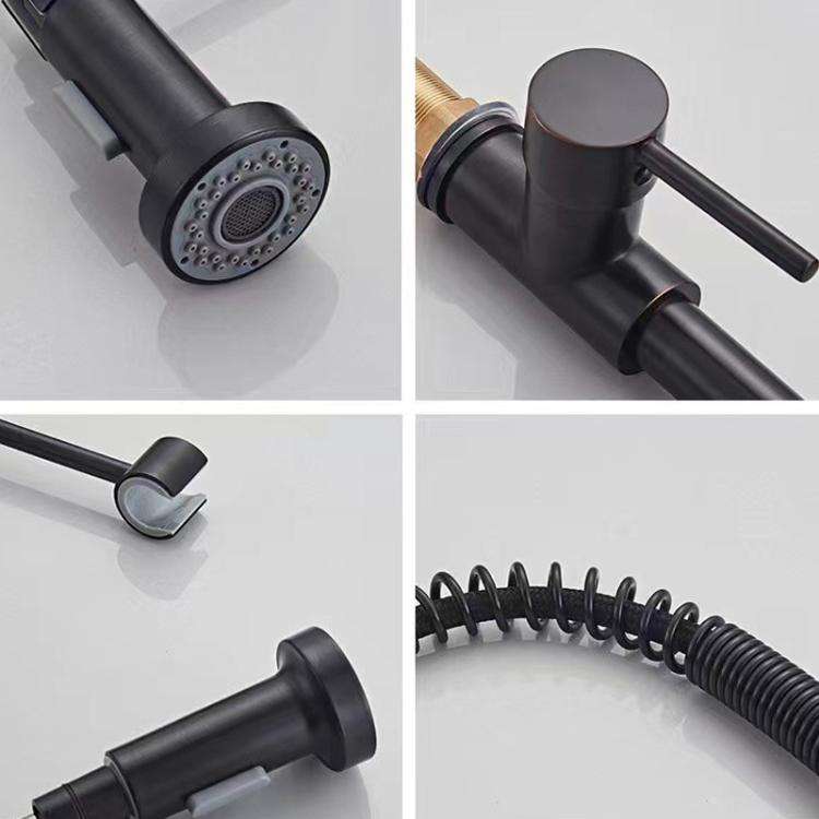 Kitchen Pull Down Spring Faucet Dual Mode Water Outlet Hot/Cold Water Mixer Tap(Brushed Gold)