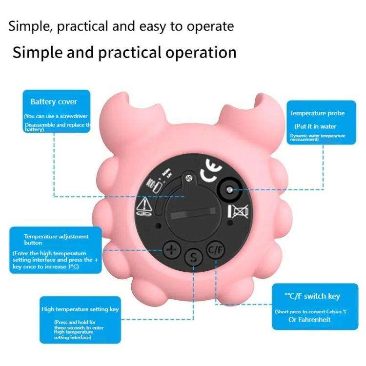 Crab Shape Digital Thermometer Baby Bath Water Thermometer, Color: White LCD