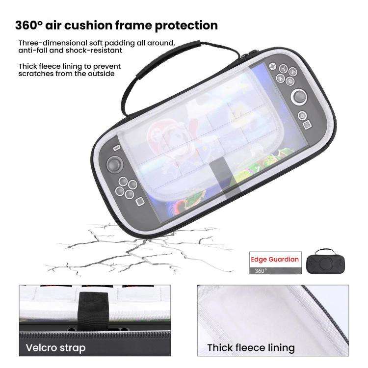 For Nintendo Switch 2 Storage Bag Portable O-Pattern Handbag(PU Black)