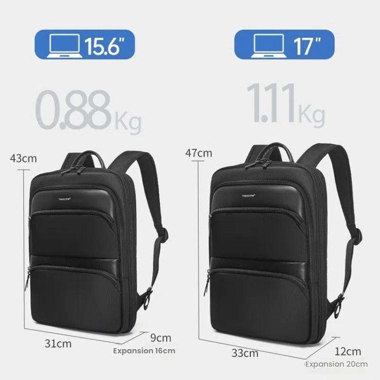 Tigernu T-B9121  17 Inch Men Expandable Waterproof Lightweight Laptop Backpack With Floating Zipper