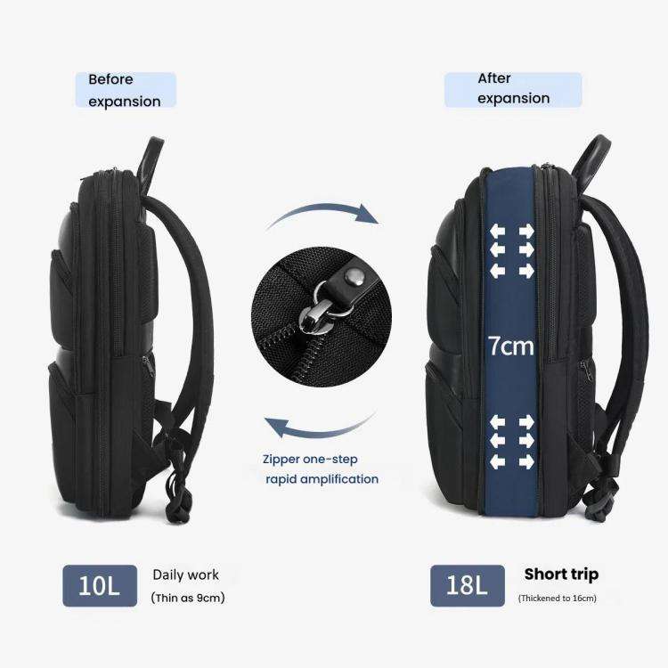 Tigernu T-B9121  17 Inch Men Expandable Waterproof Lightweight Laptop Backpack With Floating Zipper