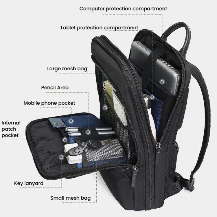 Tigernu T-B9121  17 Inch Men Expandable Waterproof Lightweight Laptop Backpack With Floating Zipper