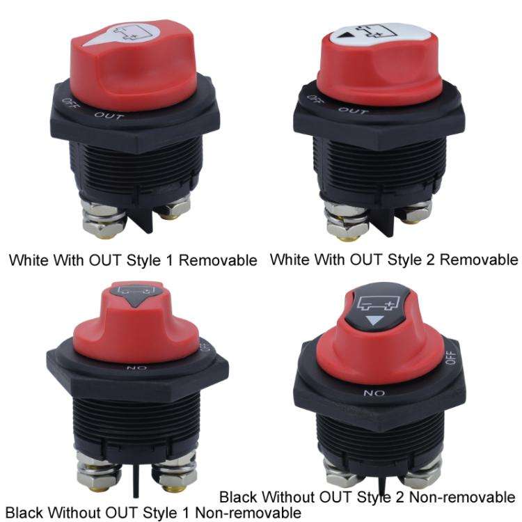 200A DC Brass Conductive RV Yacht Leak-proof Battery Switch(Black Without OUT Style 2 Non-removable)
