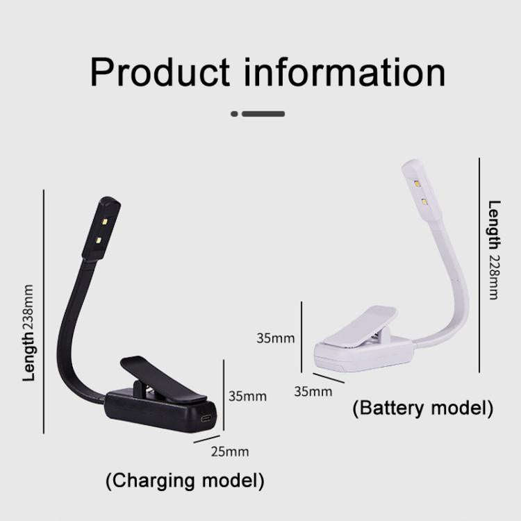 Portable Book Clip Lamp Dormitory Eye Protector Table Lamp Bedroom Night Lights, Color: Charging ...