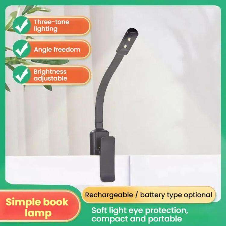 Portable Book Clip Lamp Dormitory Eye Protector Table Lamp Bedroom Night Lights, Color: Charging ...