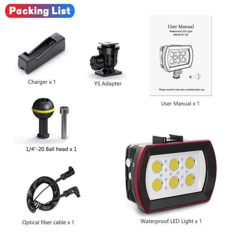 Sea Frogs 40M/130FT 6000 Lumen Underwater Photography Light(Black)