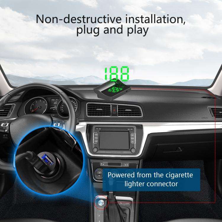 W1 Car HUD Head-up Display GPS Speedometer Speed Display, Spec: MPH(Green)