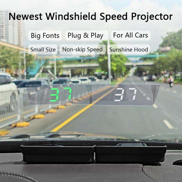 W1 Car HUD Head-up Display GPS Speedometer Speed Display, Spec: MPH(Green)