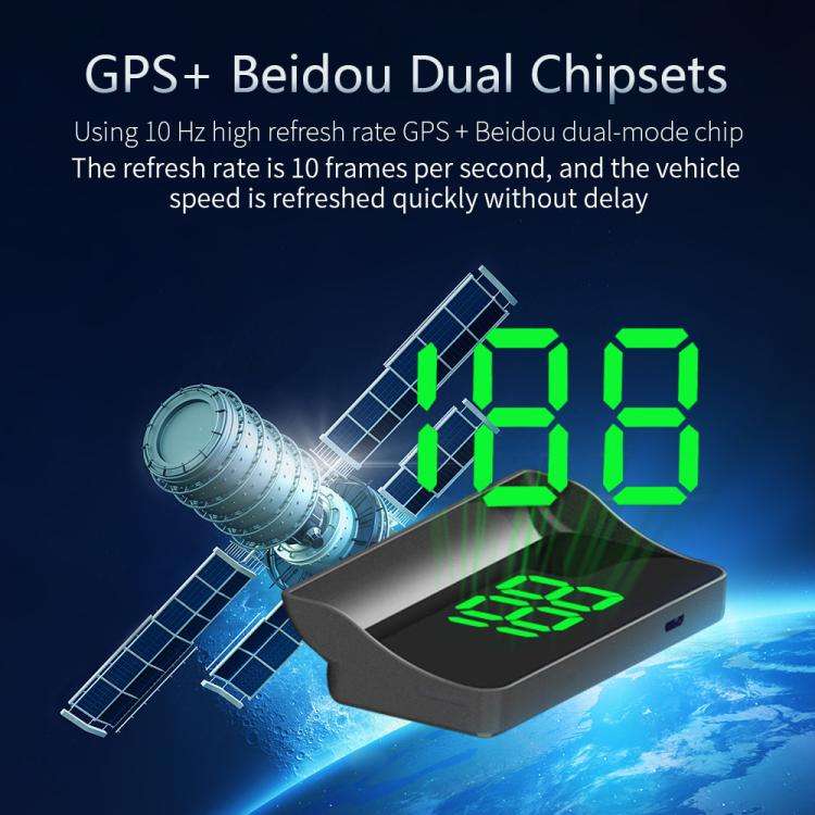 W1 Car HUD Head-up Display GPS Speedometer Speed Display, Spec: MPH(Green)