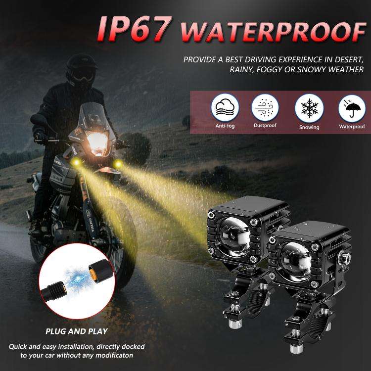 40W Motorcycle Wired Switch Integrated Waterproof Demon Eye Spotlight(Red Light)