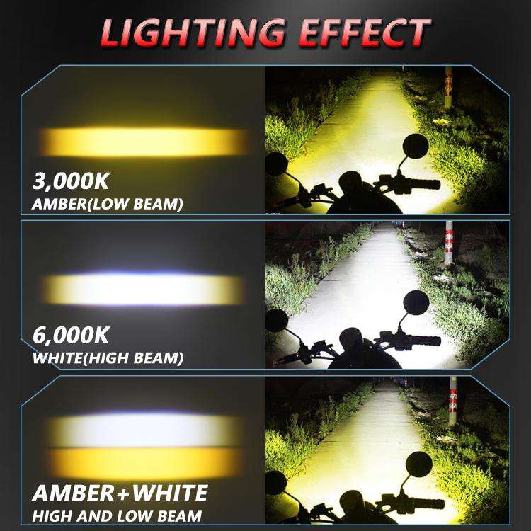 40W Motorcycle Wired Switch Integrated Waterproof Demon Eye Spotlight(Red Light)