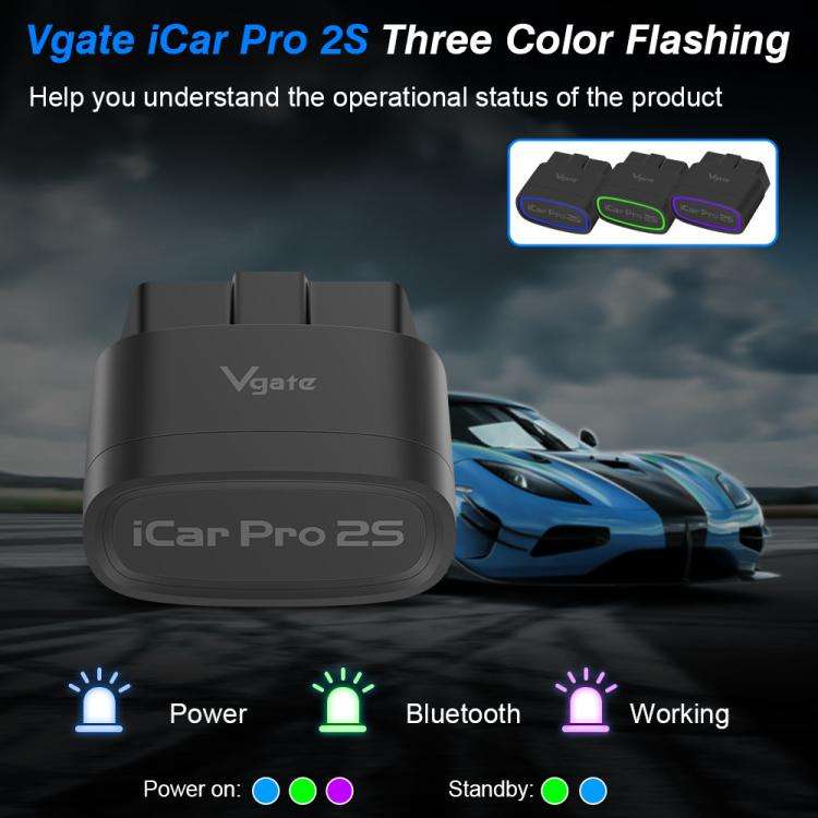 Vgate 3m bps Bluetooth Wireless Wake-up Diagnostic Instrument(iCar Pro 2S)
