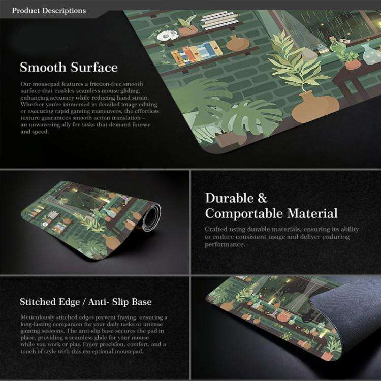 Frog Mouse Pad Cute Green Desk Mat With Non-Slip Rubber Base  For Computer Laptop 300x700x2mm(Pat...