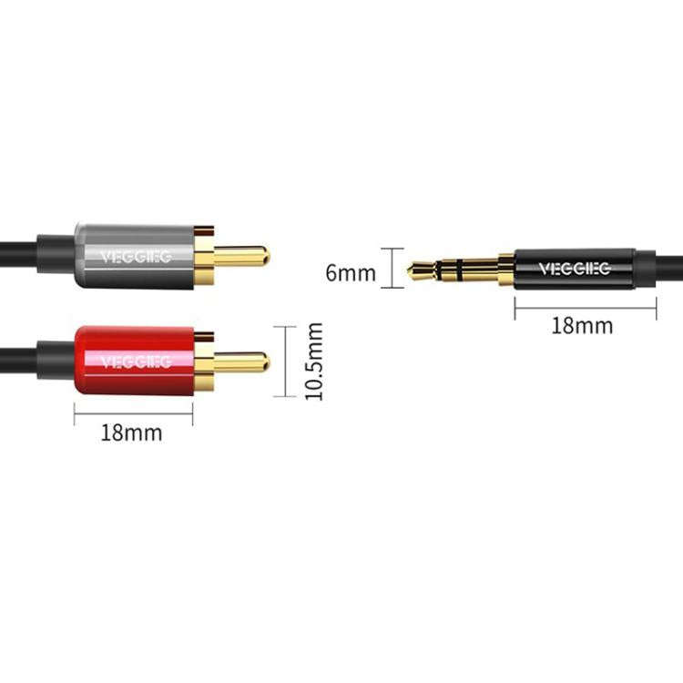 VEGGIEG 3.5mm 3.5 To 2RCA Audio Cable Cell Phone Computer Speaker Connection Cable, Length: 10m