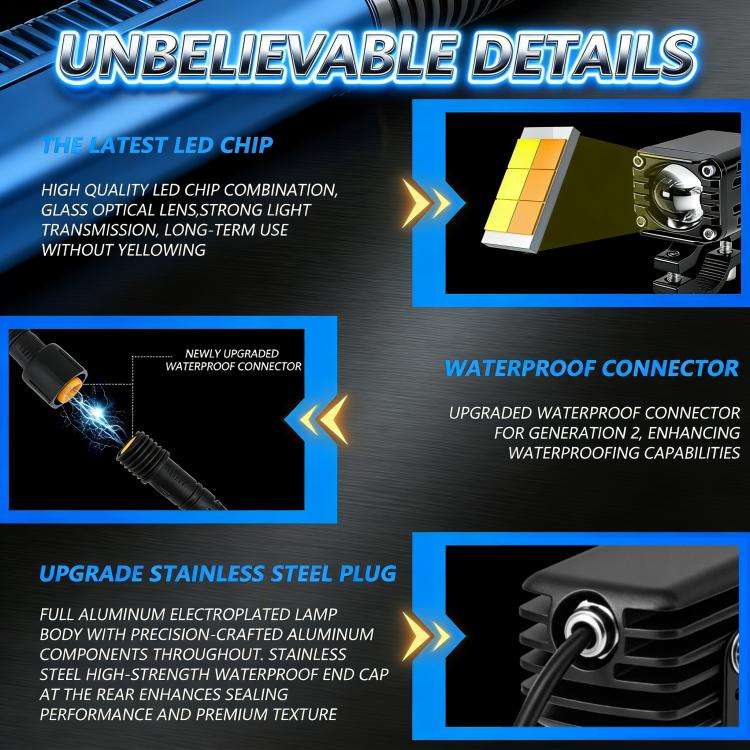40W Motorcycle Wired Switch Integrated Waterproof Demon Eye Spotlight(Blue Light)