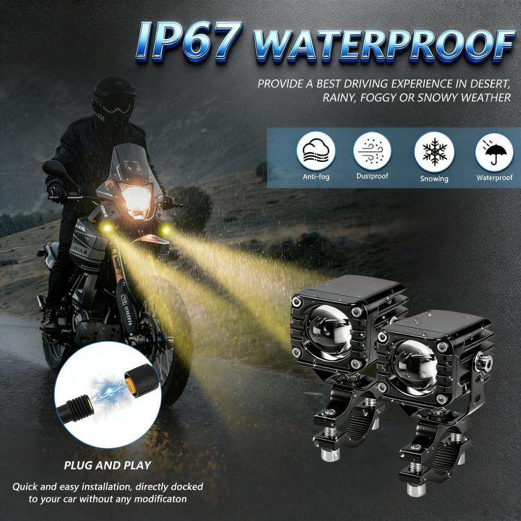 40W Motorcycle Wired Switch Integrated Waterproof Demon Eye Spotlight(Blue Light)