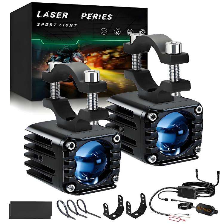40W Motorcycle Wired Switch Integrated Waterproof Demon Eye Spotlight(Blue Light)
