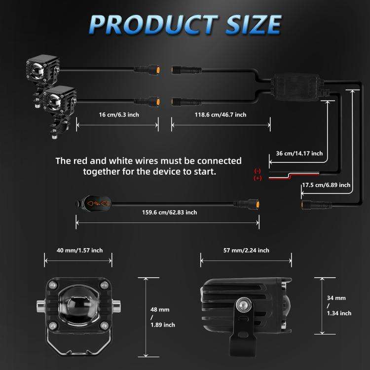 40W Motorcycle Wired Switch Integrated Waterproof Demon Eye Spotlight(Blue Light)
