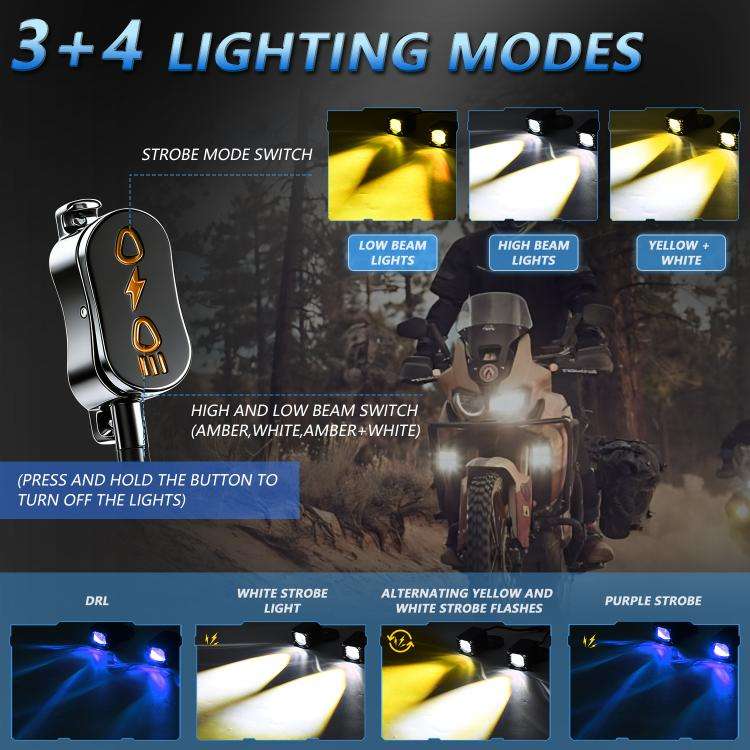 40W Motorcycle Wired Switch Integrated Waterproof Demon Eye Spotlight(Blue Light)