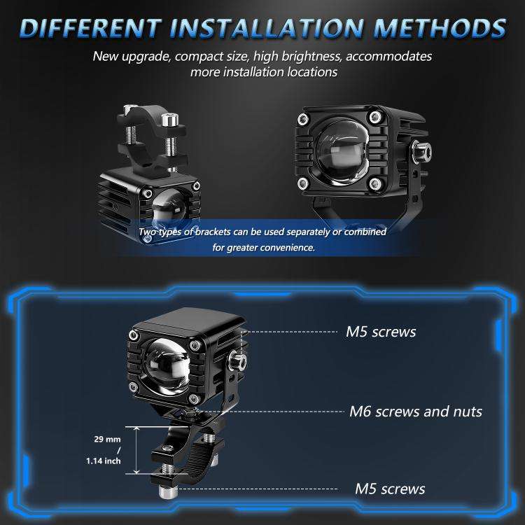 40W Motorcycle Wired Switch Integrated Waterproof Demon Eye Spotlight(Blue Light)