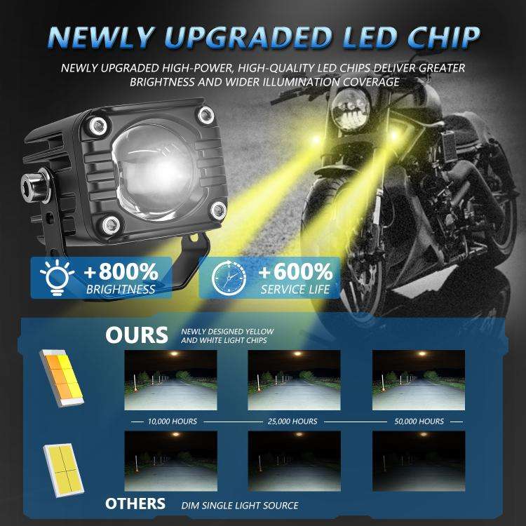 40W Motorcycle Wired Switch Integrated Waterproof Demon Eye Spotlight(Blue Light)