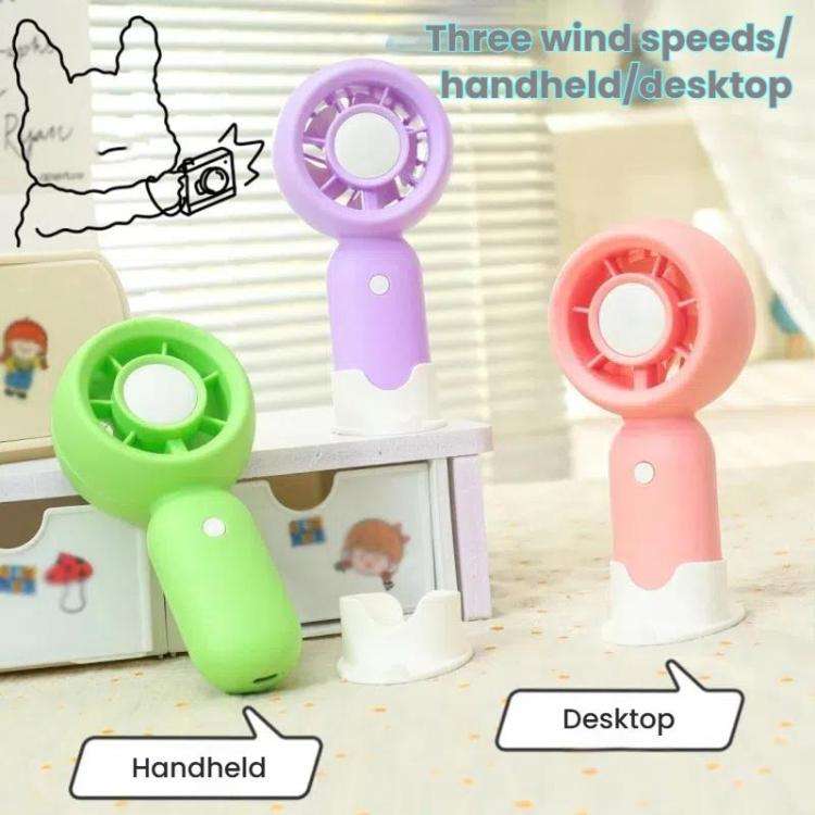 Handheld Rechargeable Fan Outdoor Camping Cooling Fan With Phone Holder Base(Pink)