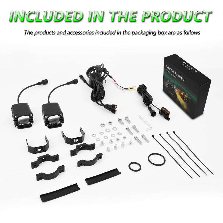 40W Motorcycle Wired Switch Integrated Waterproof Demon Eye Spotlight(Green Light)