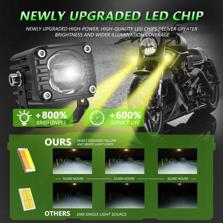 40W Motorcycle Wired Switch Integrated Waterproof Demon Eye Spotlight(Green Light)