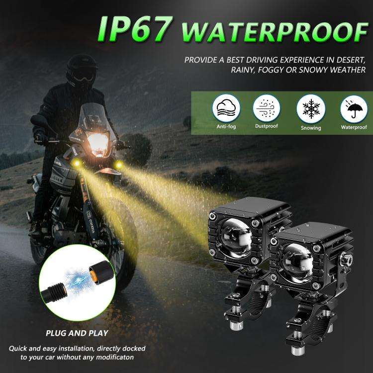 40W Motorcycle Wired Switch Integrated Waterproof Demon Eye Spotlight(Green Light)