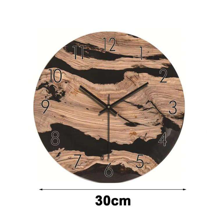12-inch Imitation Wood Grain Texture Decorative Wall Clock Silent Quartz Clock Holiday Gift HR-CMW10