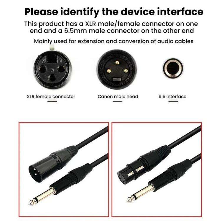 VEGGIEG 3Pin XLR Speaker Loudspeaker Cable Mixer Audio Microphone Cable, Length: 8m(6.5mm To XLR ...