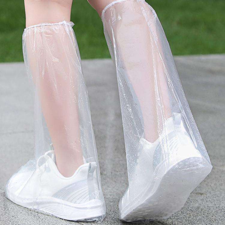 10pcs /Set Outdoor Disposable PE High-Tube Rainproof Shoe Covers(Gray)