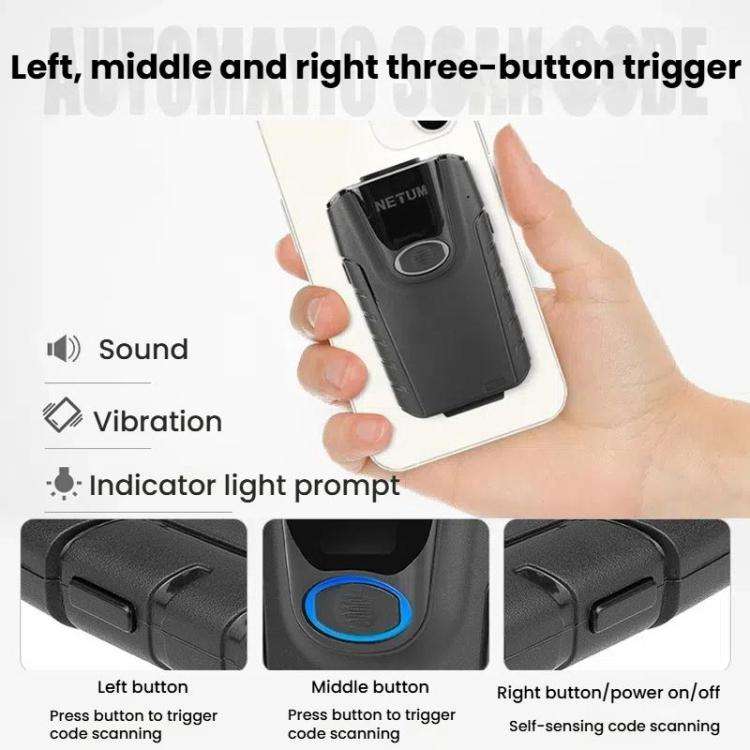 NETUM E800 2D QR Barcode Cell Phone Back Clip Portable Wireless Bluetooth Scanner
