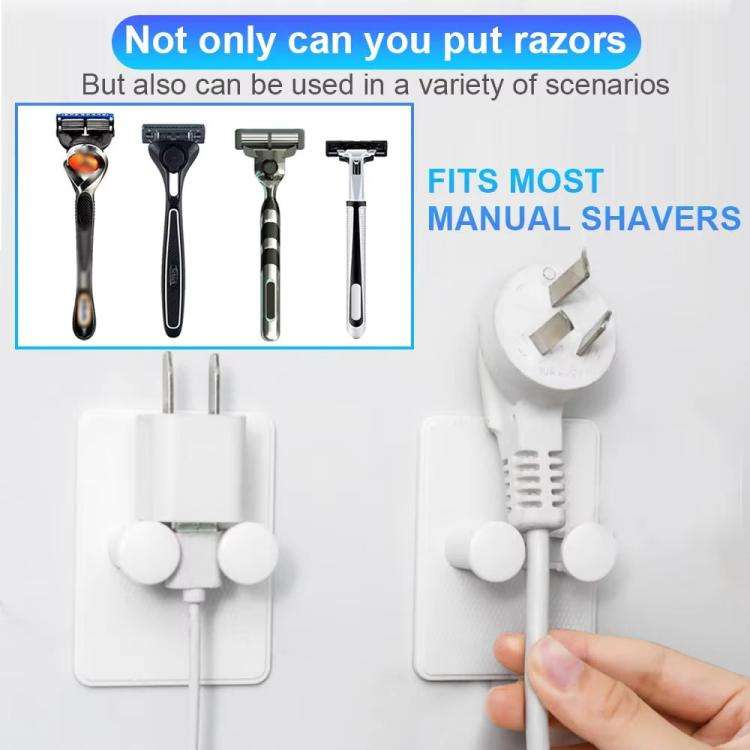 3pcs /Pack Wall-Mounted No-Drill Shaver Organizer Manual/Safety Razor Hook(Black)
