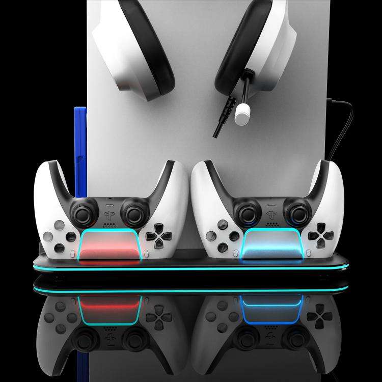 For PS5 Slim / Pro Multi-functional Cooling Stand with Controller Charging Station & Game Disc St...