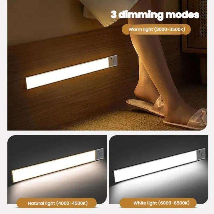 80cm Rechargeable Motion Sensor Light Bar Cabinet Wardrobe Lamp With Remote Control Silver
