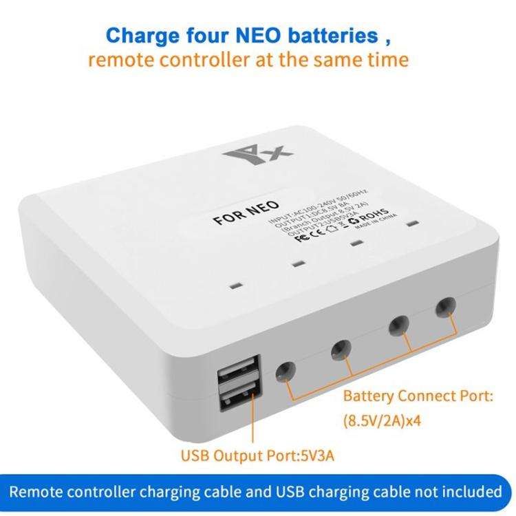 For DJI Neo Drone YX 4-port Battery Charger Charging Hub UK Plug