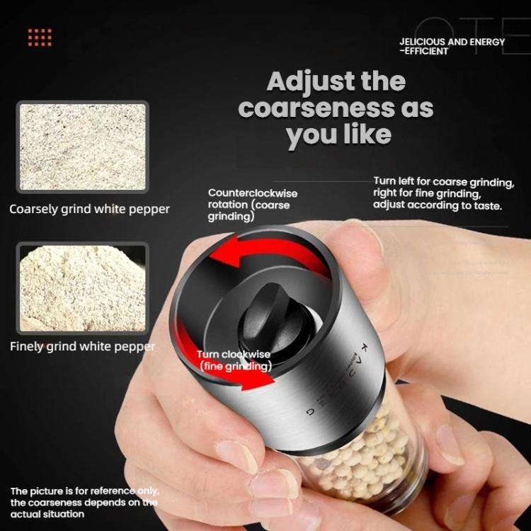 Kacheeg 70ml Transparent Pepper Grinder with Adjustable Coarse to Fine Ceramic Blades 11 x 4.9 x 4cm