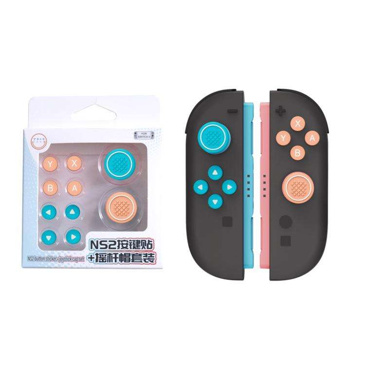 For Nintendo Switch 2 Joy-Con Controllers Silicone Button Skins & Joystick Caps Set(Red Blue)