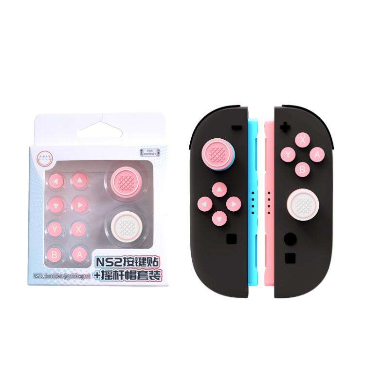 For Nintendo Switch 2 Joy-Con Controllers Silicone Button Skins & Joystick Caps Set(Pink)