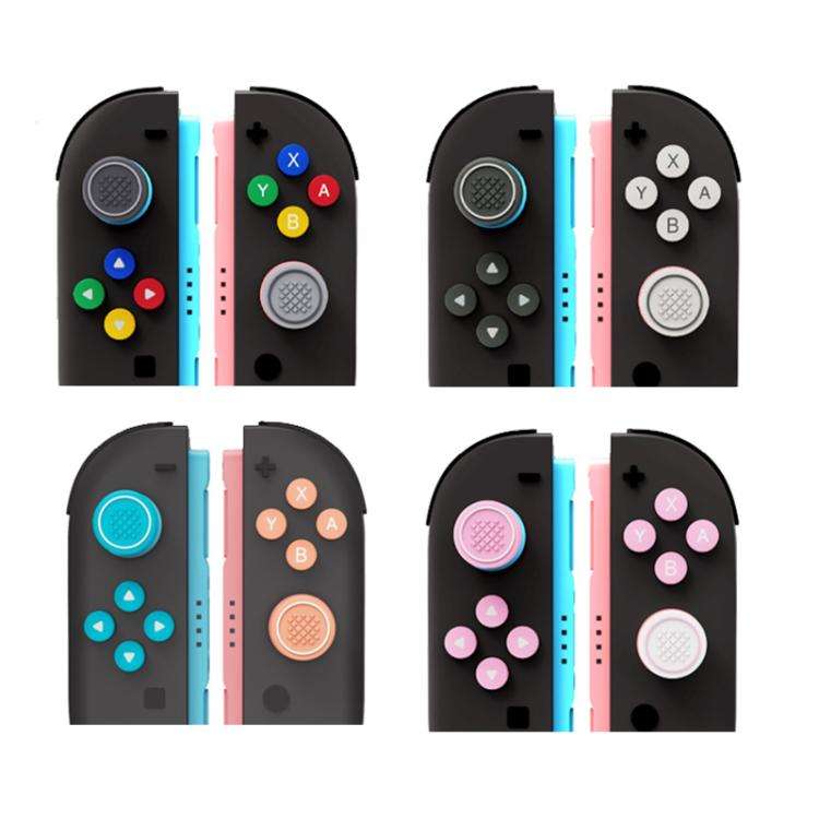 For Nintendo Switch 2 Joy-Con Controllers Silicone Button Skins & Joystick Caps Set(Black White)