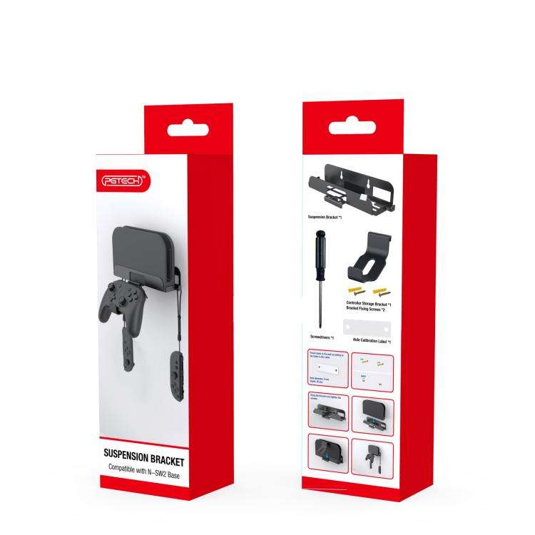 For Nintendo Switch 2 PGTECH GP-369 Game Consol Wall Mount Storage Rack With Handle Storage Hook