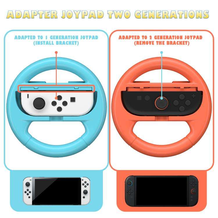 2pcs /Pack Steering Wheel Grip for Nintendo Switch 2/Switch Joy-Con Controllers(Orange Blue)