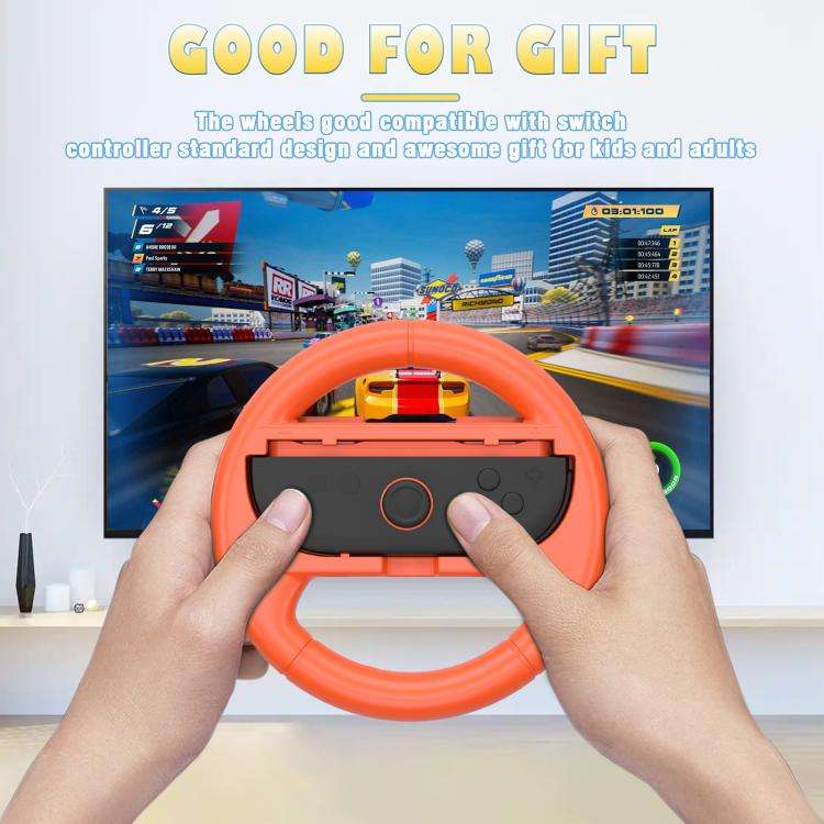 2pcs /Pack Steering Wheel Grip for Nintendo Switch 2/Switch Joy-Con Controllers(Red Green)